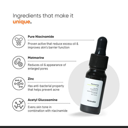 Minimalist 10% Niacinamide Serum with Zinc, Face Serum for Oily & Acne-Prone Skin, Vitamin B3, Fragrance-Free, Non-Comedogeni