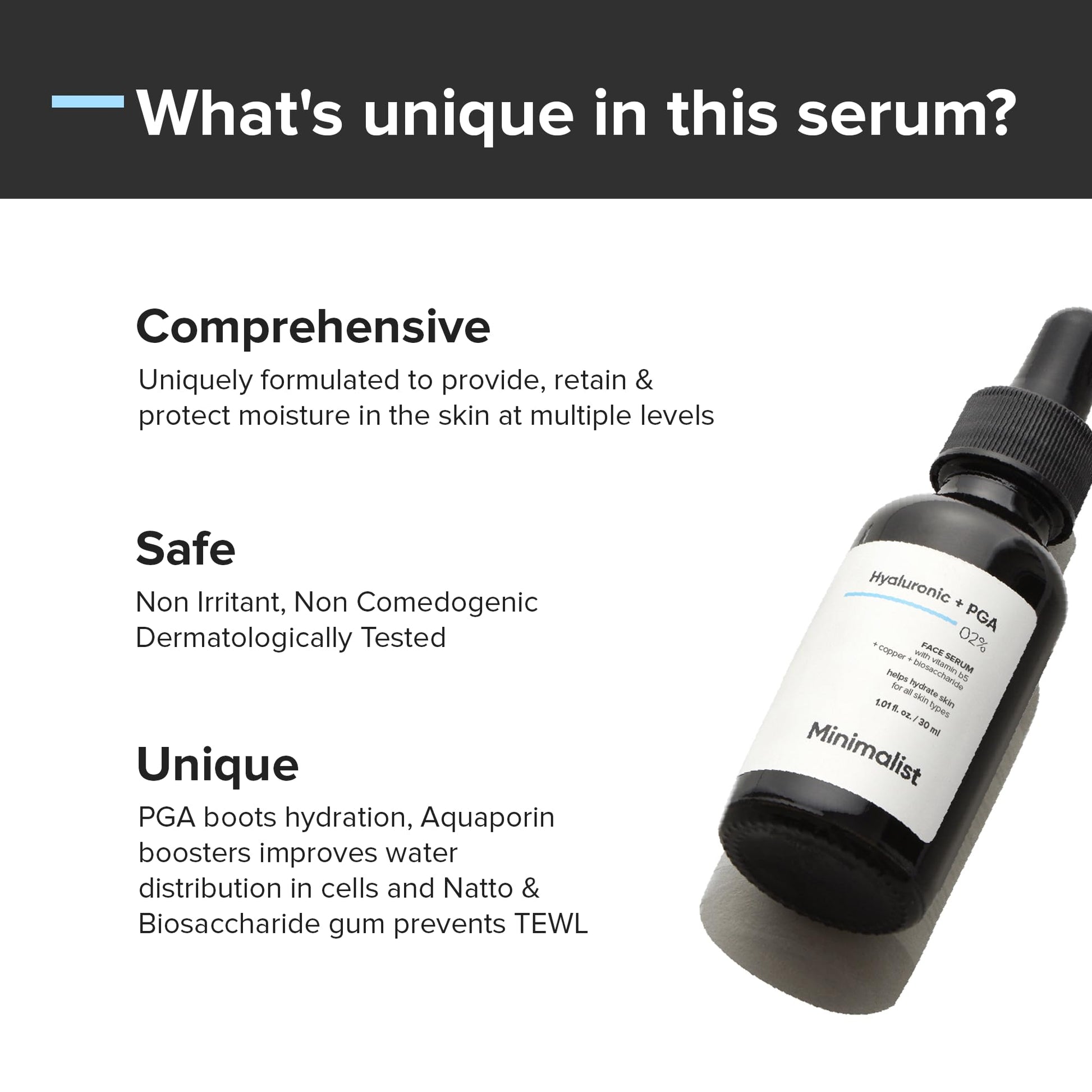 Minimalist 2% Hyaluronic Acid + PGA Face Serum, 30 ml, Daily Hydrating Serum for Women and Men - packaging