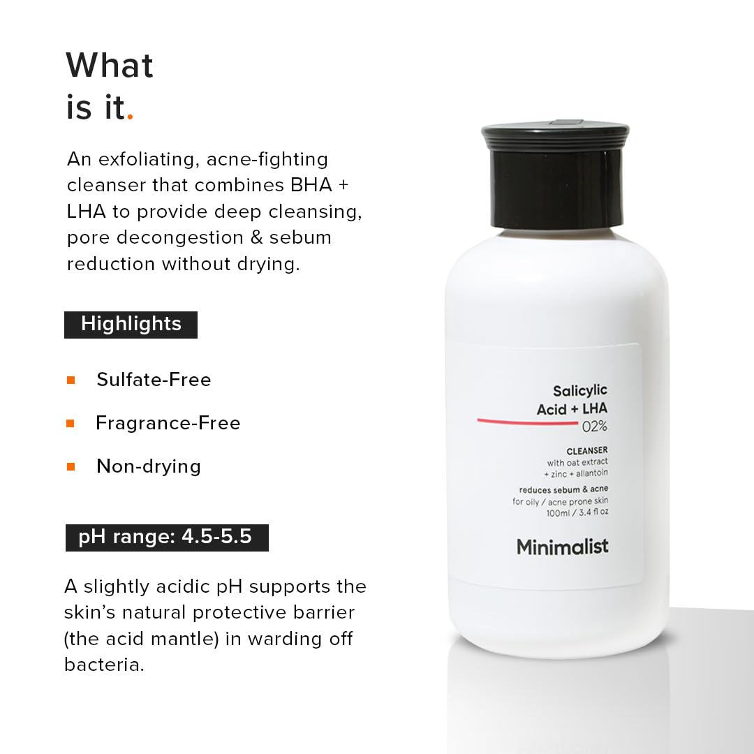 Minimalist 2% Salicylic Acid Face Wash with LHA for Oily and Combination Skin - front view