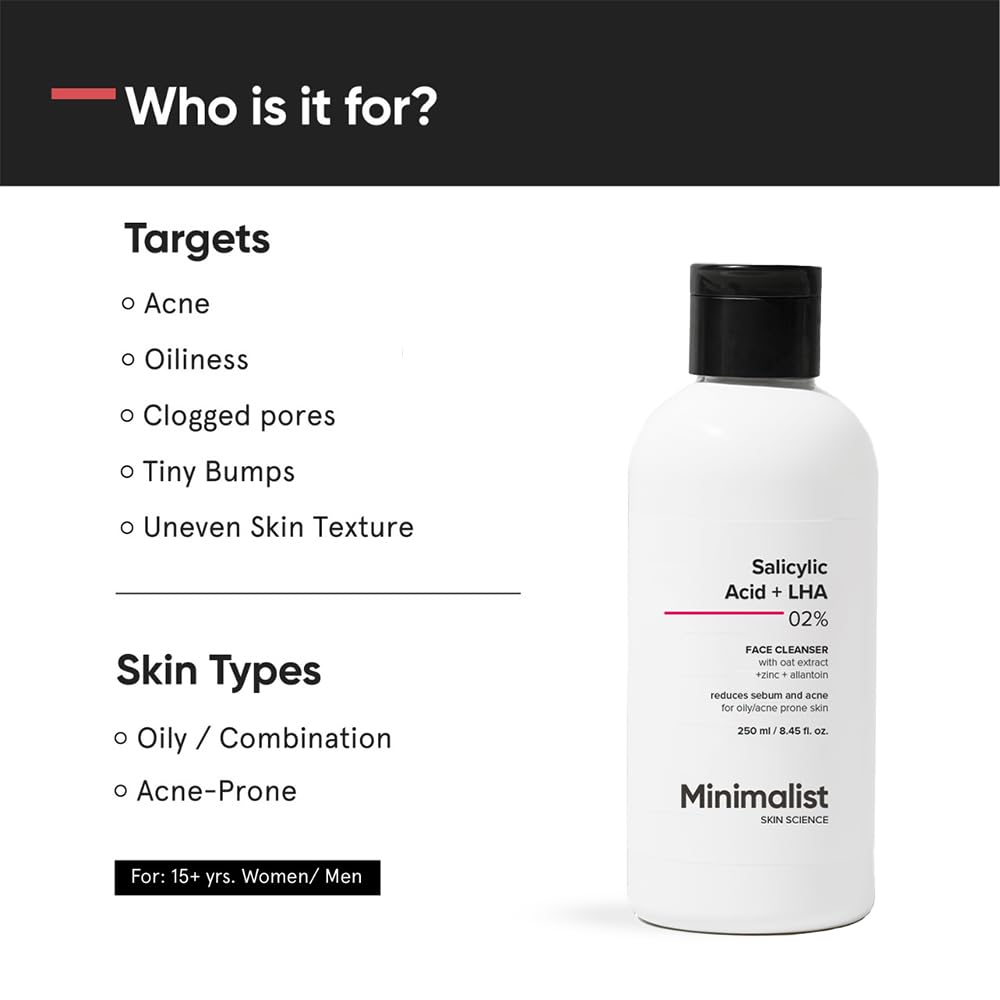 Minimalist 2% Salicylic Acid Face Wash with LHA for Oily and Combination Skin - front view (9)
