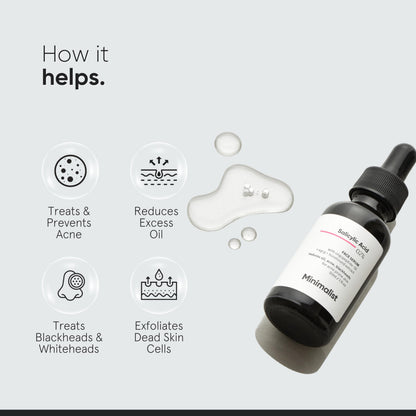 Minimalist 2% Salicylic Acid Serum, BHA Exfoliating Face Serum for Pore Cleansing and Oil Control - back view (15)
