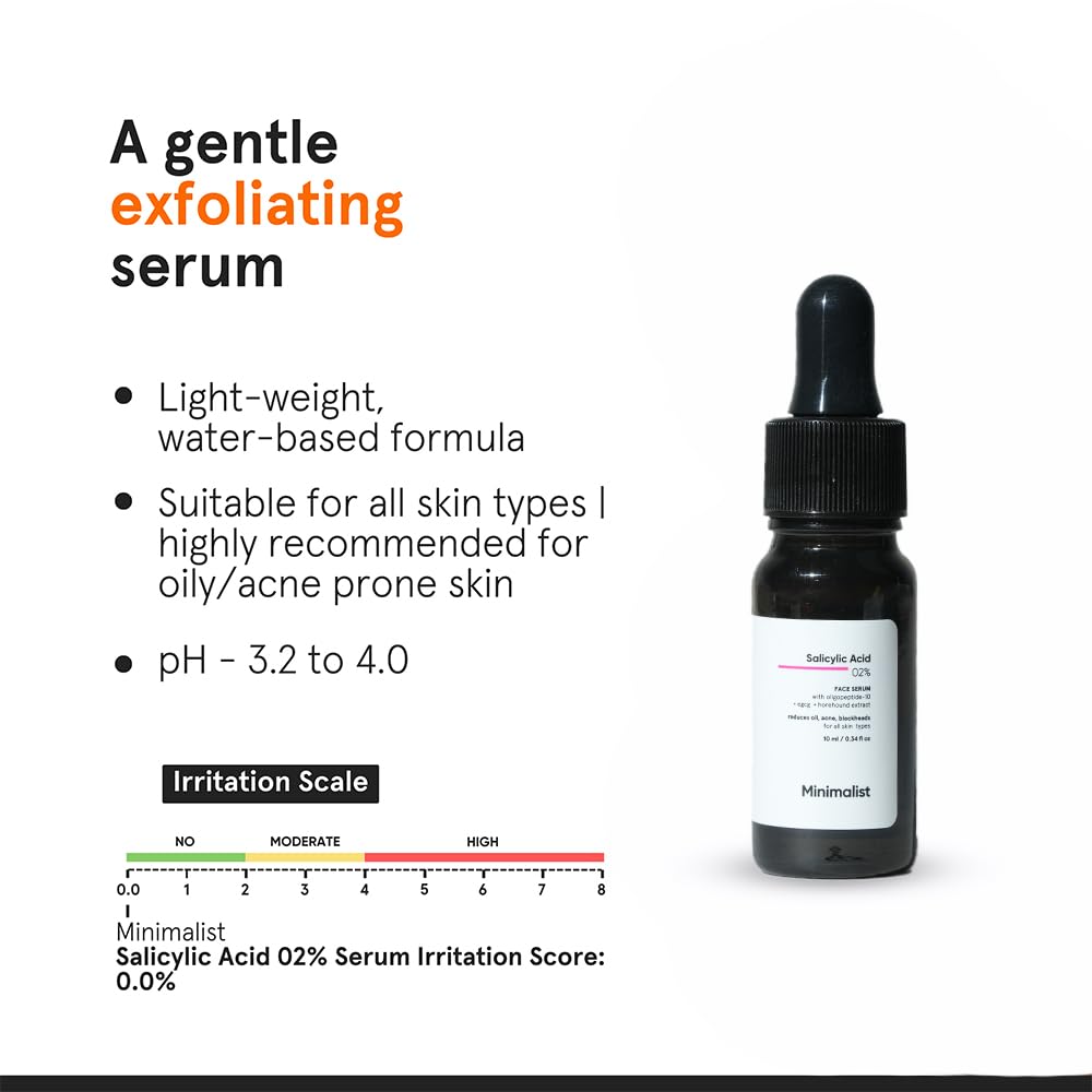 Minimalist 2% Salicylic Acid Serum, BHA Exfoliating Face Serum for Pore Cleansing and Oil Control - front view