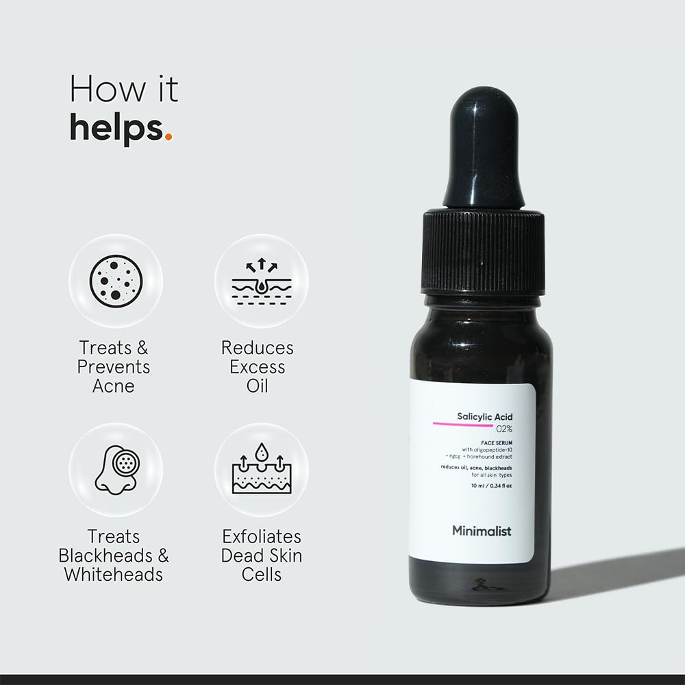 Minimalist 2% Salicylic Acid Serum, BHA Exfoliating Face Serum for Pore Cleansing and Oil Control - back view