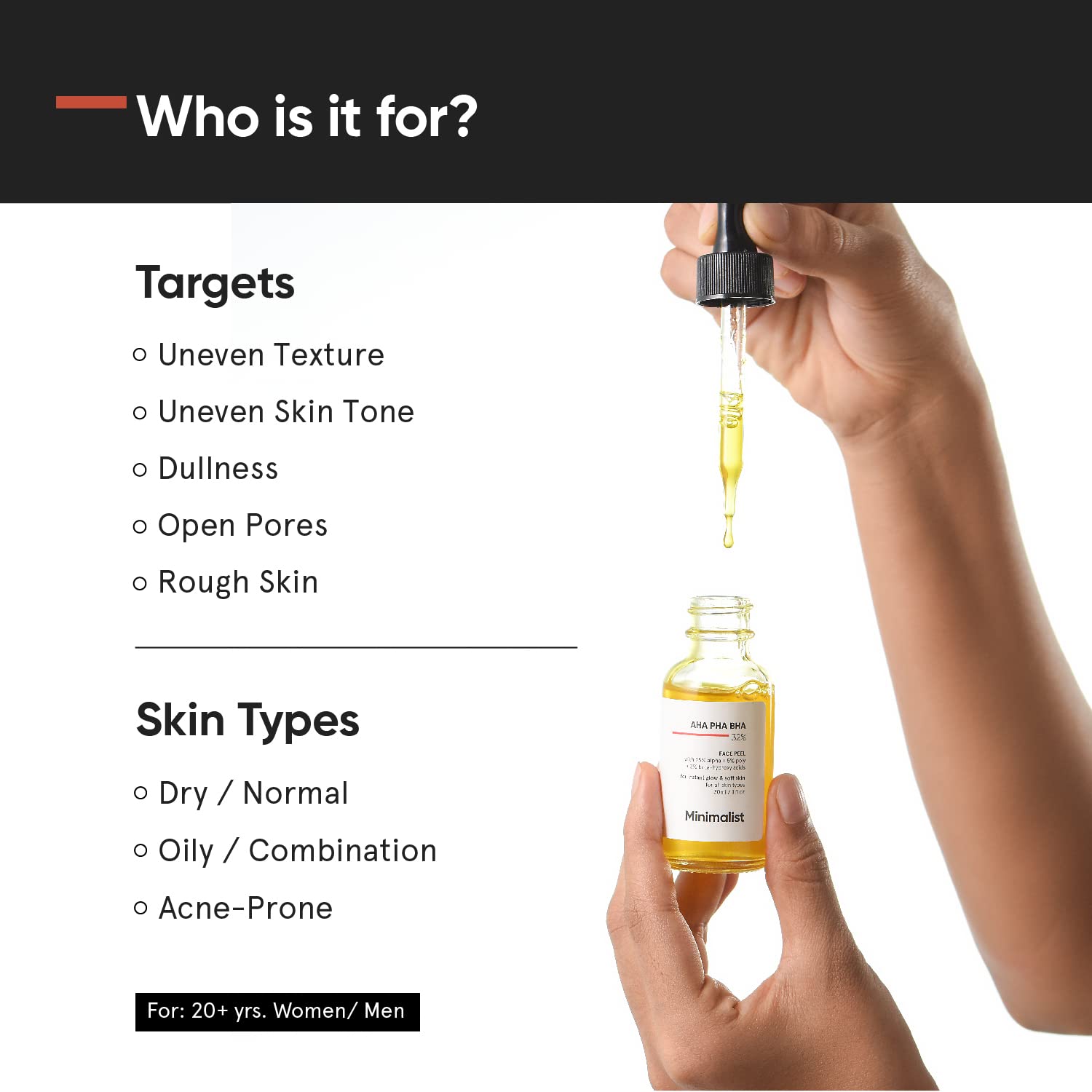 Minimalist 25% AHA + 2% BHA + 5% PHA Peeling Serum Solution, Facial Exfoliant - front view (7)