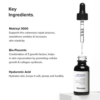 Minimalist Multi Peptide Night Face Serum for Ageless Younger Skin, 30 ml | Collagen Boosting, Hydrating & Overnight Repair S