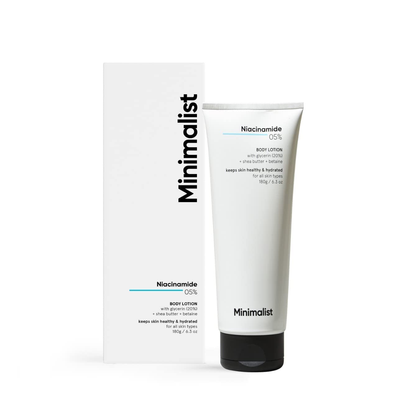 Minimalist Niacinamide 5% Body Lotion with Shea Butter, 180ml, Skin Moisturizer for Men and Women