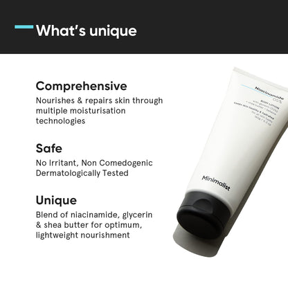 Minimalist Niacinamide 5% Body Lotion with Shea Butter, 180ml, Skin Moisturizer for Men and Women - label detail