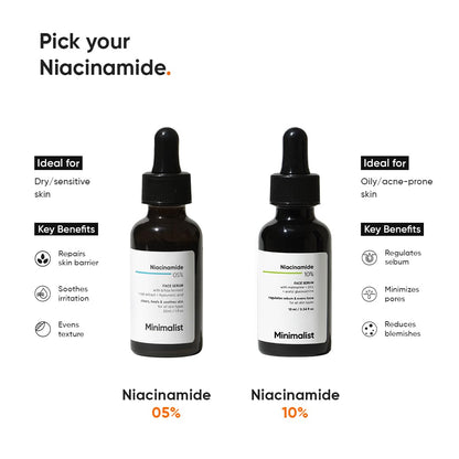 Minimalist Niacinamide 5% Serum with Hyaluronic Acid, Vitamin B3 Facial Serum - in use