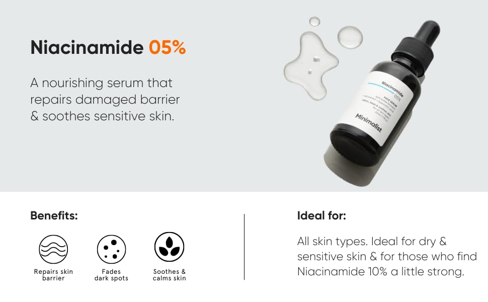 Minimalist Niacinamide 5% Serum with Hyaluronic Acid, Vitamin B3 Facial Serum - front view