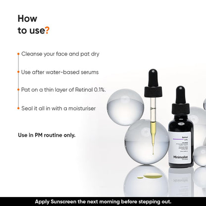 Minimalist Retinal 0.1% Face Serum with Bakuchiol and Squalane, 20 ml, Unisex Skincare Serum - label detail