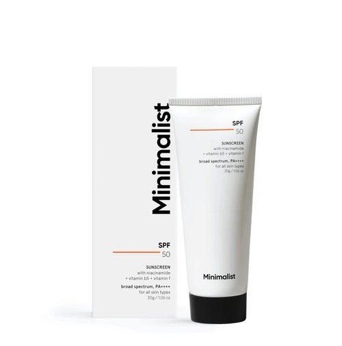 Minimalist Sunscreen SPF 50 PA+++ with Niacinamide & Multi-Vitamins, Broad Spectrum Face Sunscreen (30g-100g)
