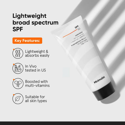 Minimalist Sunscreen SPF 50 PA+++ with Niacinamide & Multi-Vitamins, Broad Spectrum Face Sunscreen (30g-100g) - front view (7