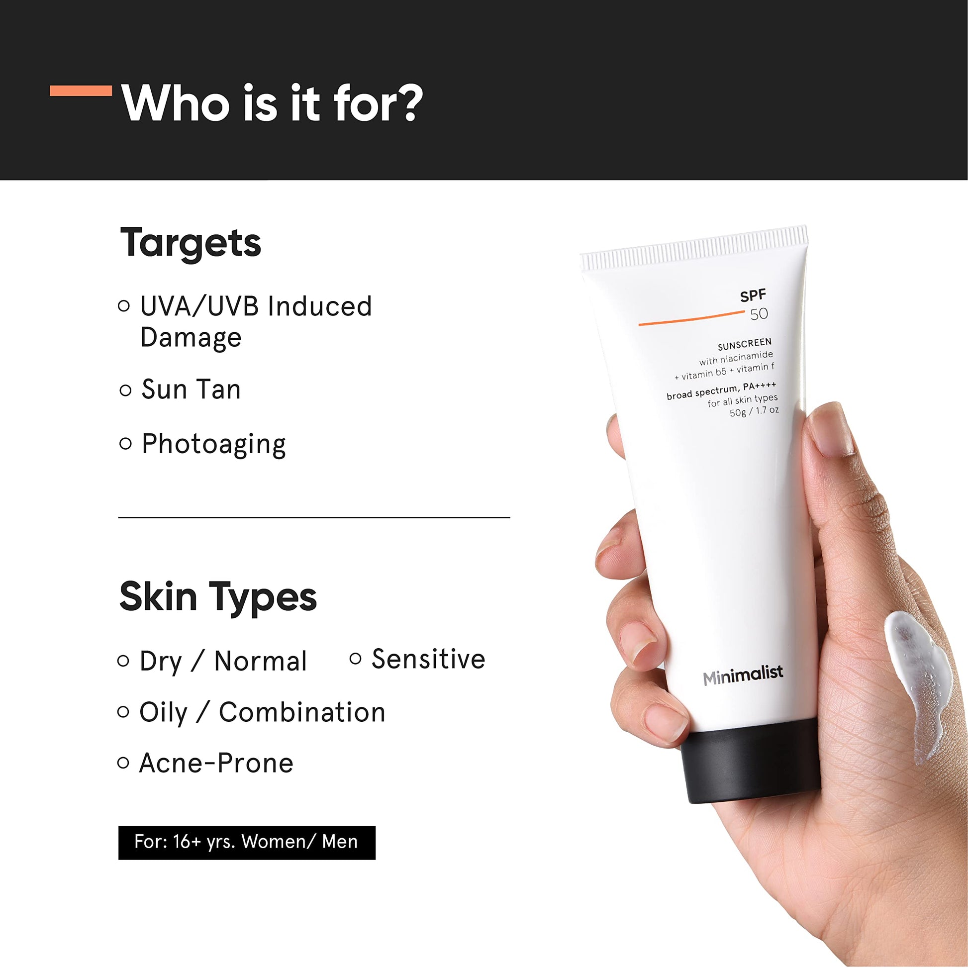 Minimalist Sunscreen SPF 50 PA+++ with Niacinamide & Multi-Vitamins, Broad Spectrum Face Sunscreen (30g-100g) - ingredients p