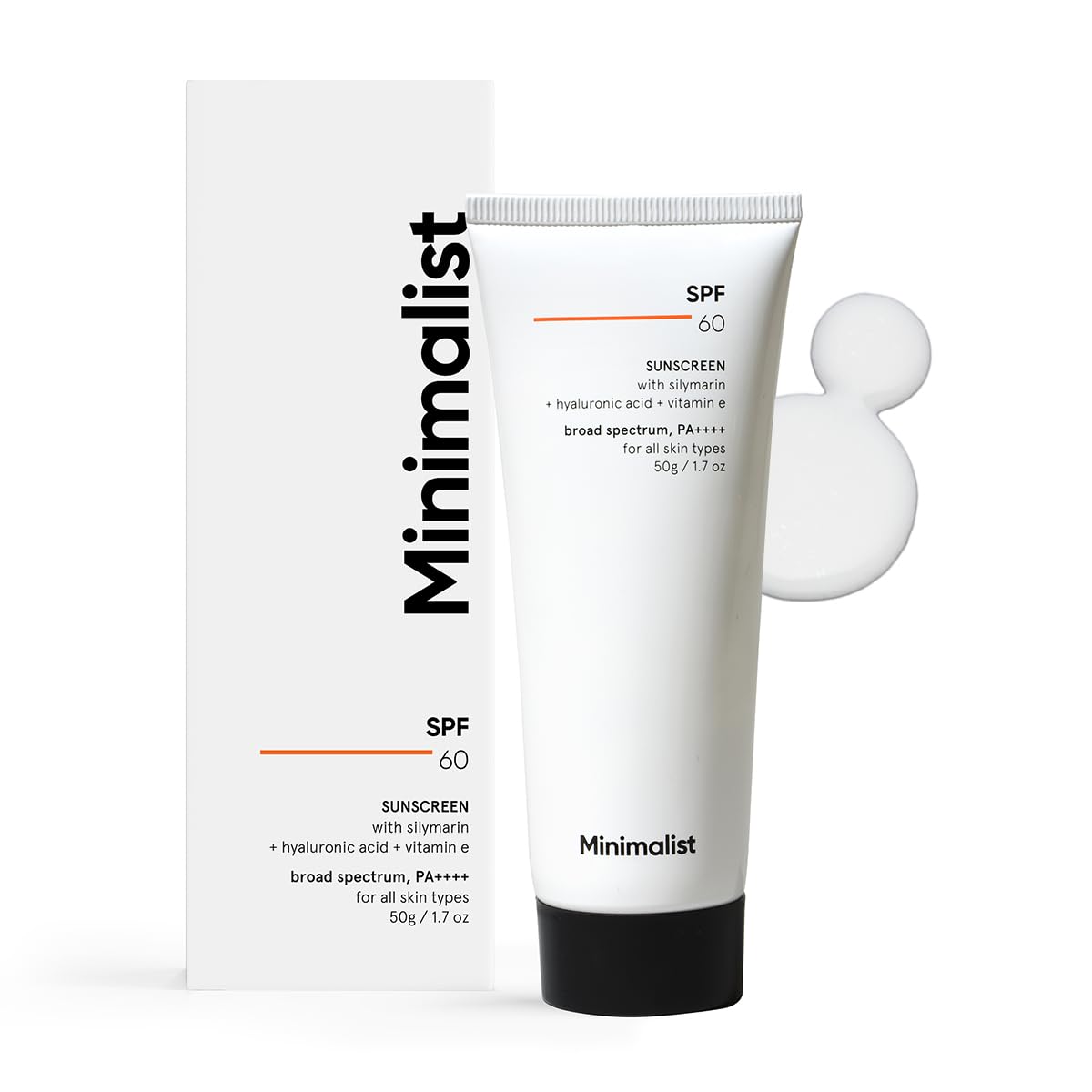 Minimalist Sunscreen SPF 60 PA++++ Broad Spectrum for Sensitive Skin, 50g, No White Cast