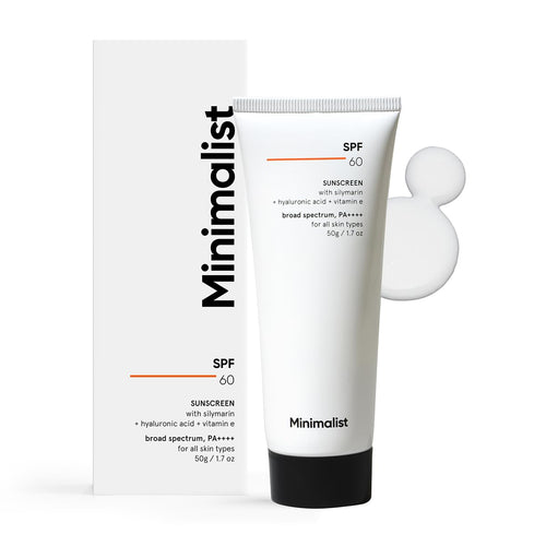 Minimalist Sunscreen SPF 60 PA++++ Broad Spectrum for Sensitive Skin, 50g, No White Cast