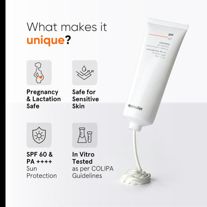 Minimalist Sunscreen SPF 60 PA++++ Broad Spectrum for Sensitive Skin, 50g, No White Cast - back view