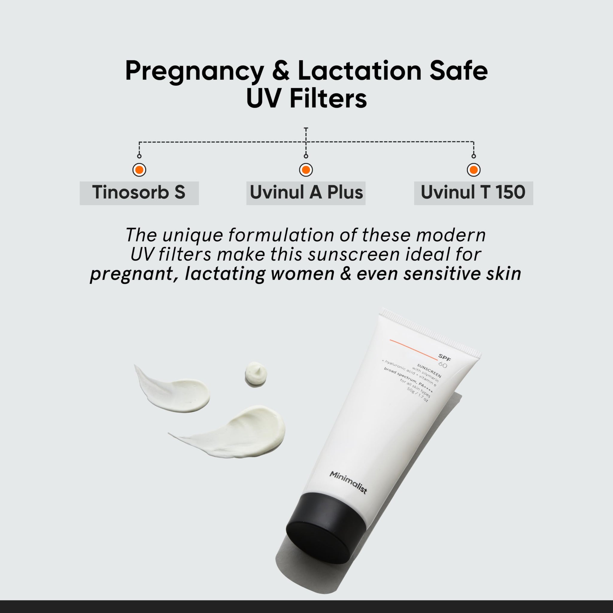 Minimalist Sunscreen SPF 60 PA++++ Broad Spectrum for Sensitive Skin, 50g, No White Cast - packaging