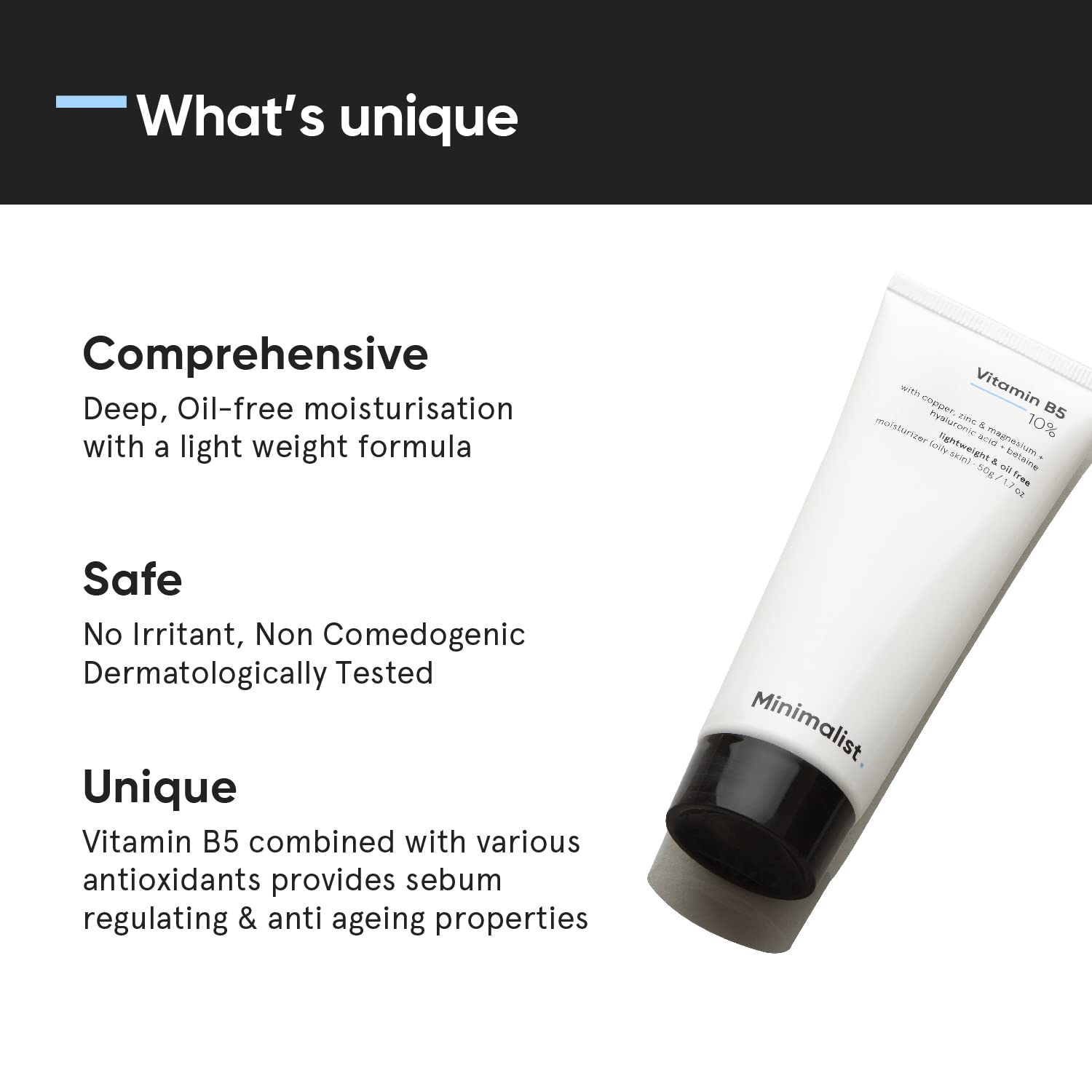 Minimalist Vitamin B5 10% Oil-Free Gel Moisturizer, Lightweight Face Moisturizer for Oily & Combination Skin - back view (13)