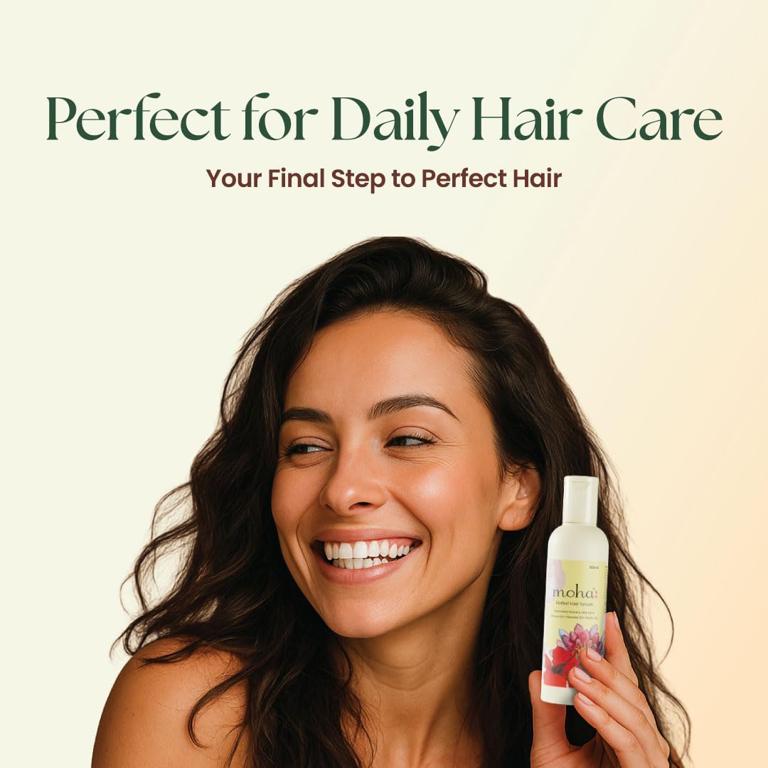 Moha Herbal Hair Serum with Hibiscus, Flaxseed & Water Lily for Dry and Healthy Hair | Enhance Shine, Softness, & Smoothness,