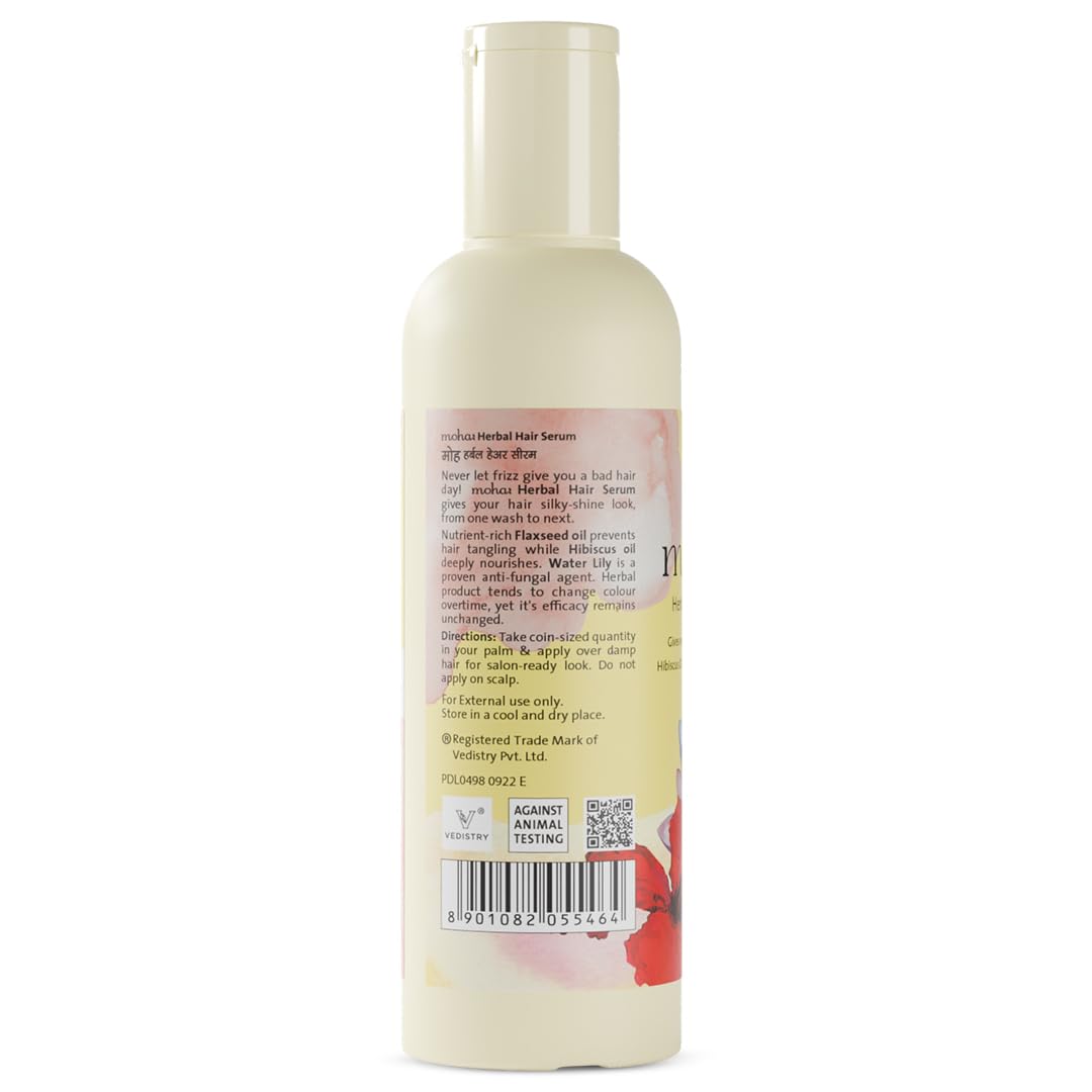 Moha Herbal Hair Serum with Hibiscus, Flaxseed & Water Lily for Dry and Healthy Hair | Enhance Shine, Softness, & Smoothness,