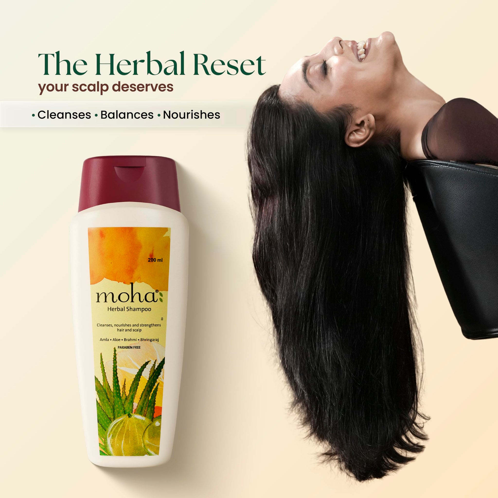 Moha Herbal Shampoo With Amla, Aloe, Bhringraj & Brahmi for Cleansing, Nourishing & Strengthens Hair Roots and Scalp | Hair G