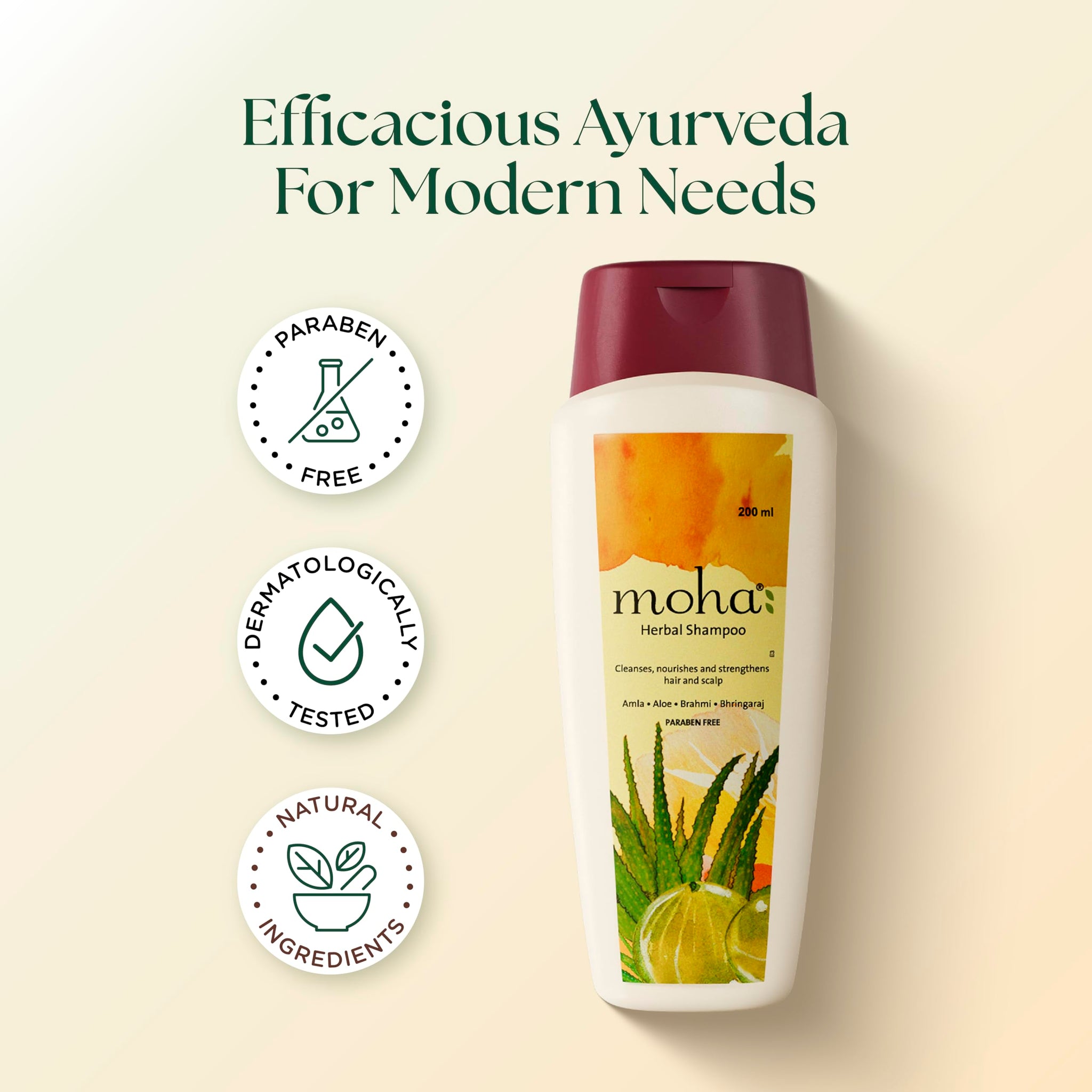 Moha Herbal Shampoo With Amla, Aloe, Bhringraj & Brahmi for Cleansing, Nourishing & Strengthens Hair Roots and Scalp | Hair G