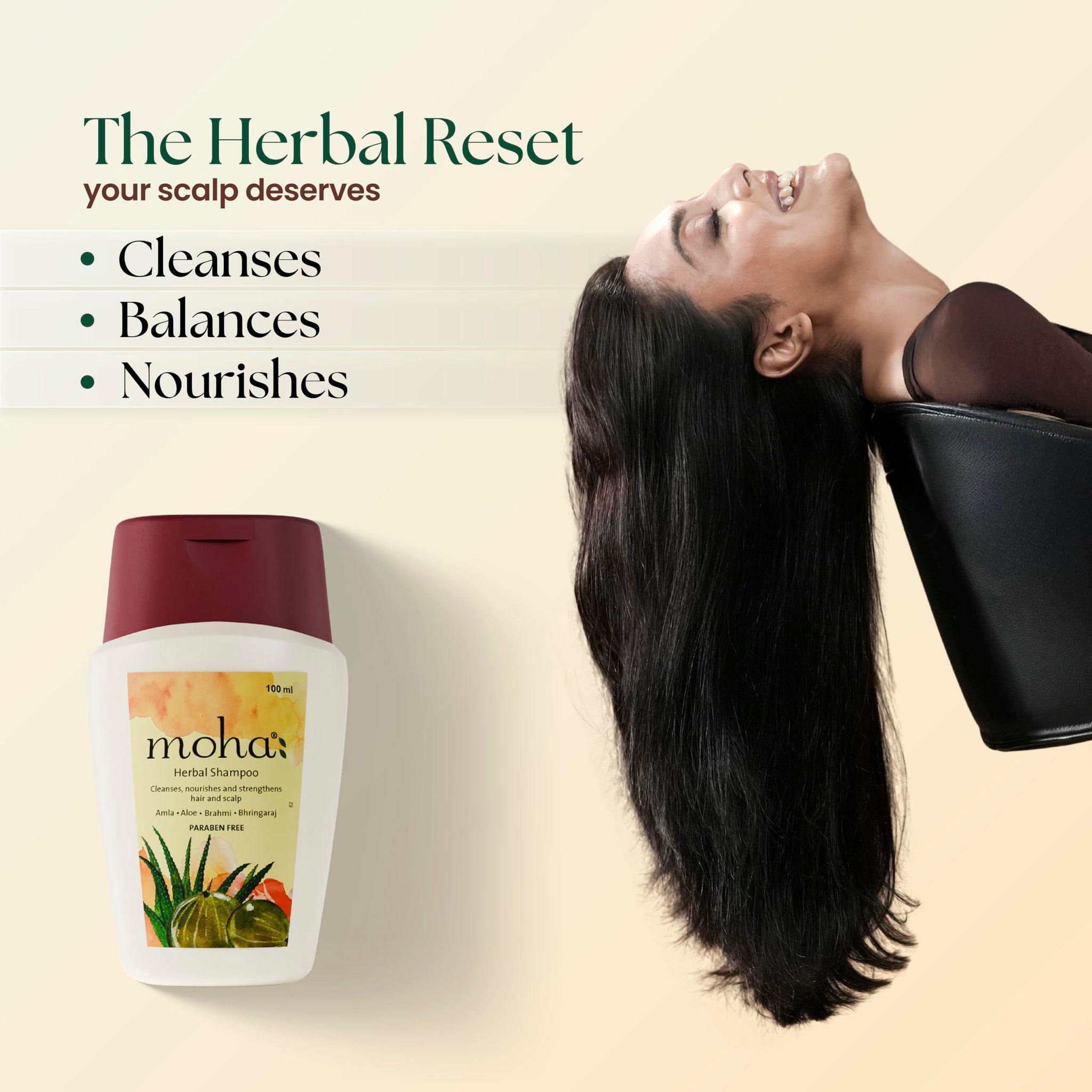 Moha Herbal Shampoo With Amla, Aloe, Bhringraj & Brahmi for Cleansing, Nourishing & Strengthens Hair Roots and Scalp | Hair G