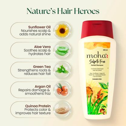 Moha Herbal Shampoo With Amla, Aloe, Bhringraj & Brahmi for Cleansing, Nourishing & Strengthens Hair Roots and Scalp | Hair G