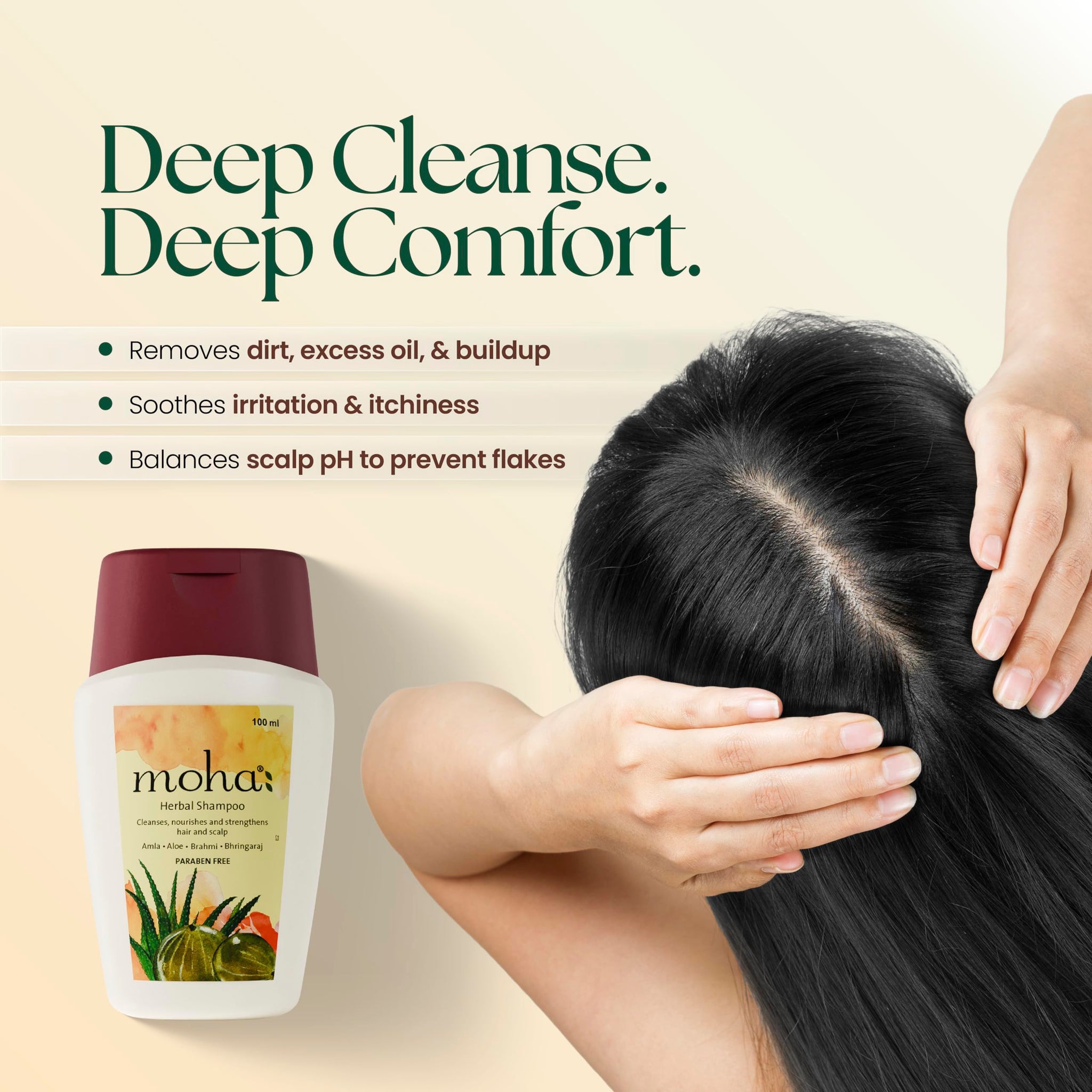 Moha Herbal Shampoo With Amla, Aloe, Bhringraj & Brahmi for Cleansing, Nourishing & Strengthens Hair Roots and Scalp | Hair G