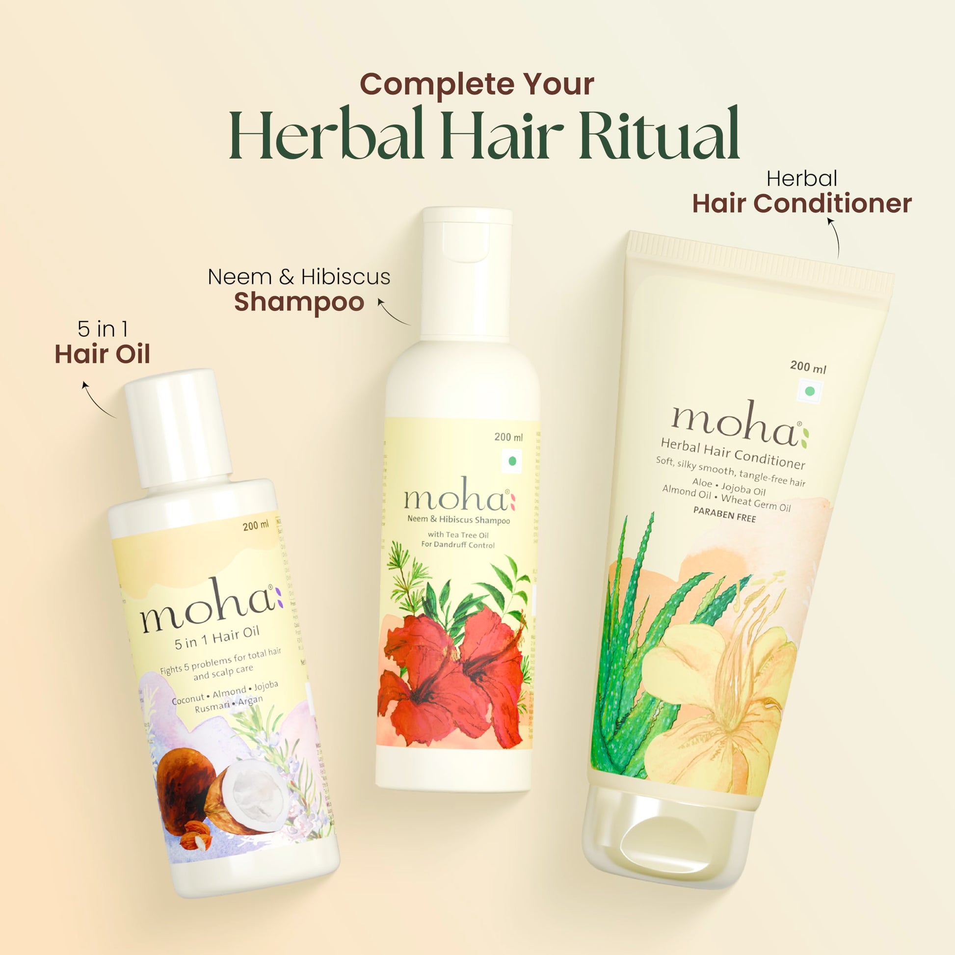 Moha Herbal Shampoo With Amla, Aloe, Bhringraj & Brahmi for Cleansing, Nourishing & Strengthens Hair Roots and Scalp | Hair G