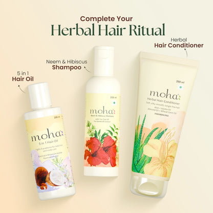 Moha Herbal Shampoo With Amla, Aloe, Bhringraj & Brahmi for Cleansing, Nourishing & Strengthens Hair Roots and Scalp | Hair G