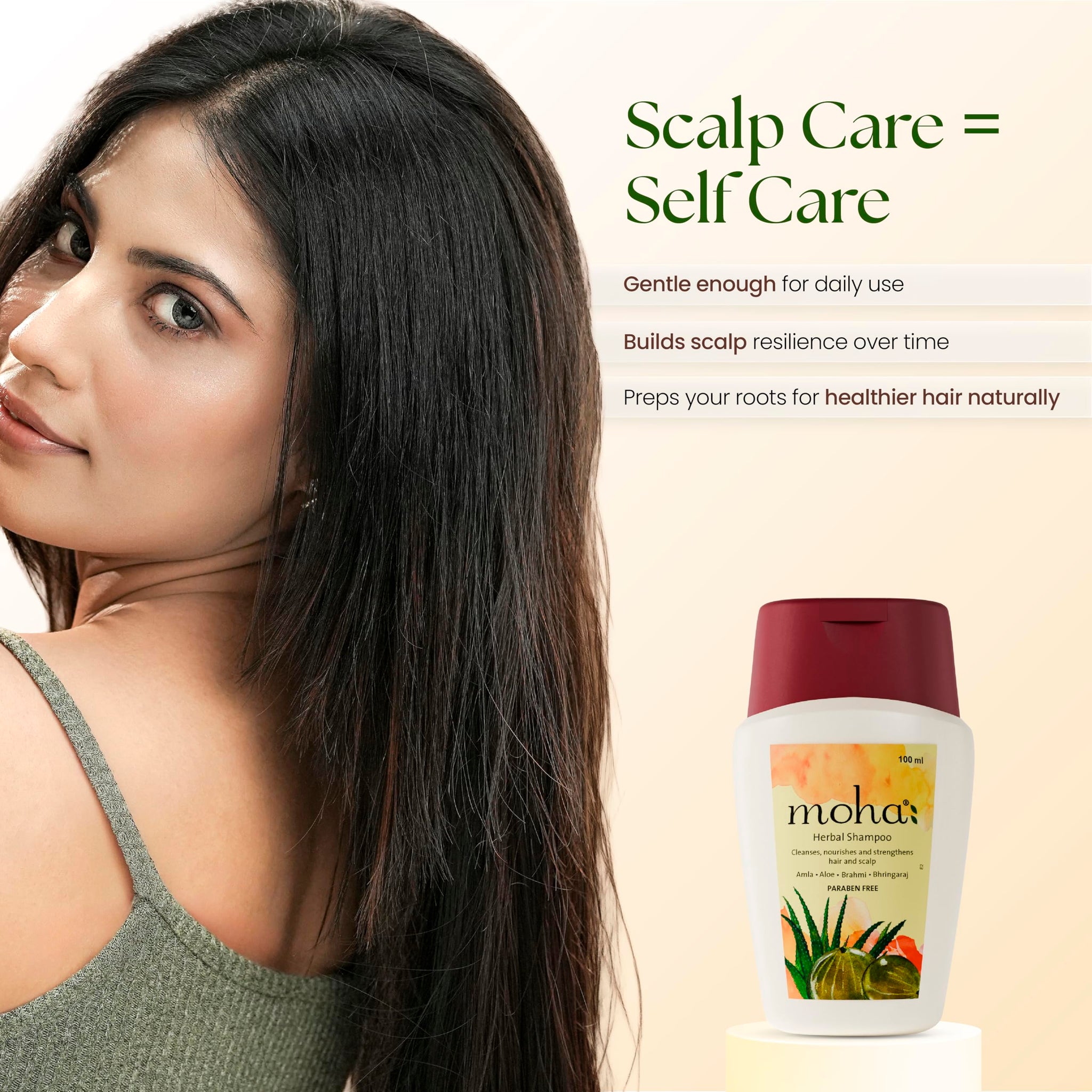 Moha Herbal Shampoo With Amla, Aloe, Bhringraj & Brahmi for Cleansing, Nourishing & Strengthens Hair Roots and Scalp | Hair G