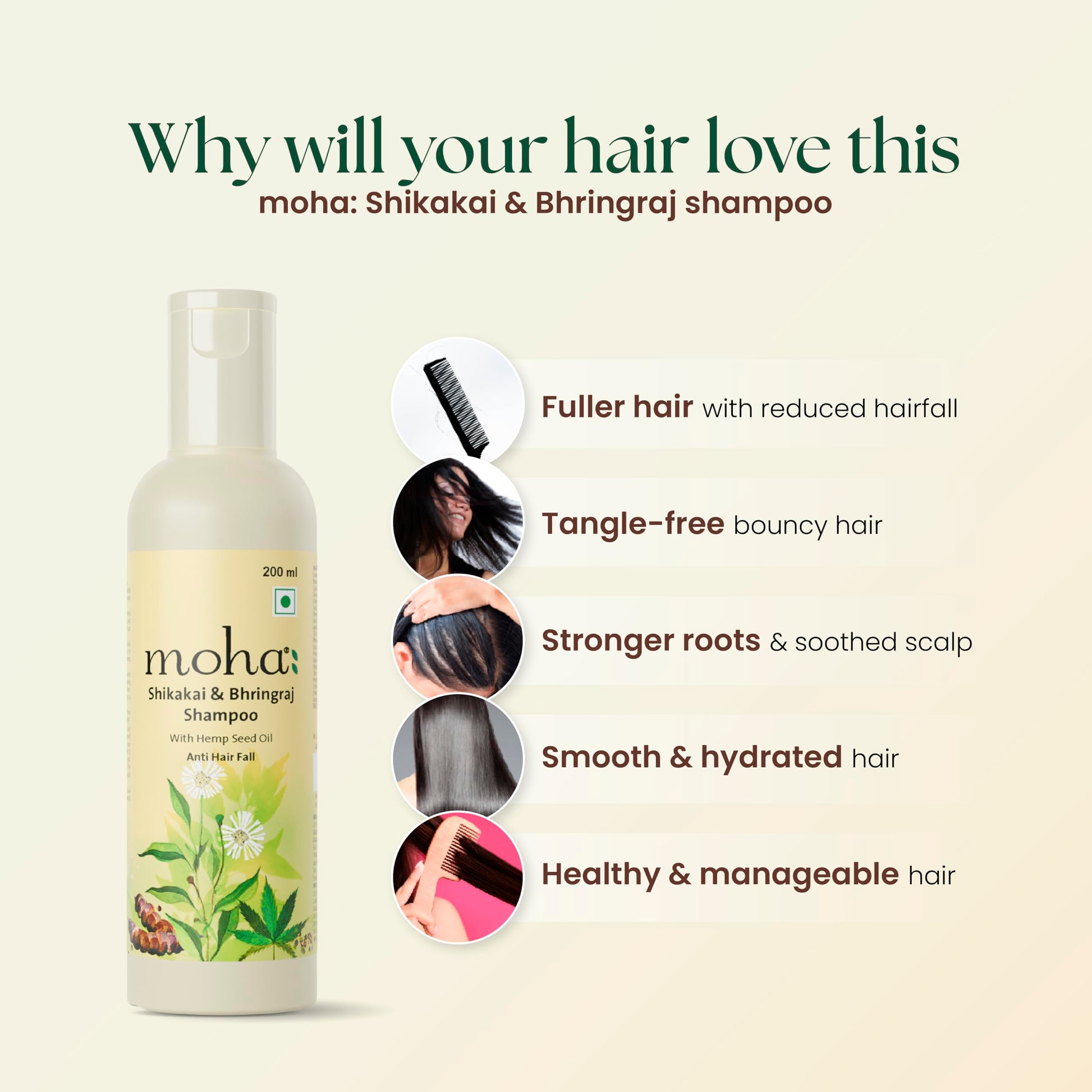 Moha Herbal Shampoo With Amla, Aloe, Bhringraj & Brahmi for Cleansing, Nourishing & Strengthens Hair Roots and Scalp | Hair G