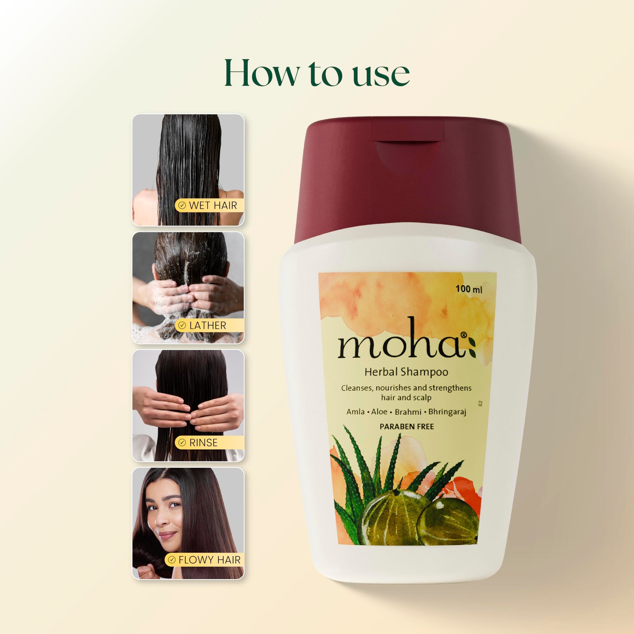 Moha Herbal Shampoo With Amla, Aloe, Bhringraj & Brahmi for Cleansing, Nourishing & Strengthens Hair Roots and Scalp | Hair G