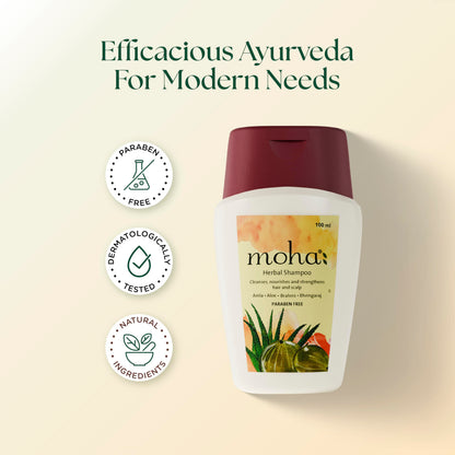 Moha Herbal Shampoo With Amla, Aloe, Bhringraj & Brahmi for Cleansing, Nourishing & Strengthens Hair Roots and Scalp | Hair G