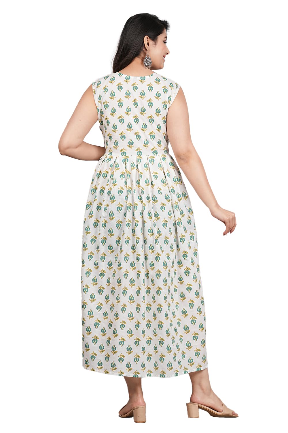 Monique Women's Anarkali Cotton Kurta, Floral Print, Round Neck, Elbow Sleeves, 44 Inch Length - packaging (27)