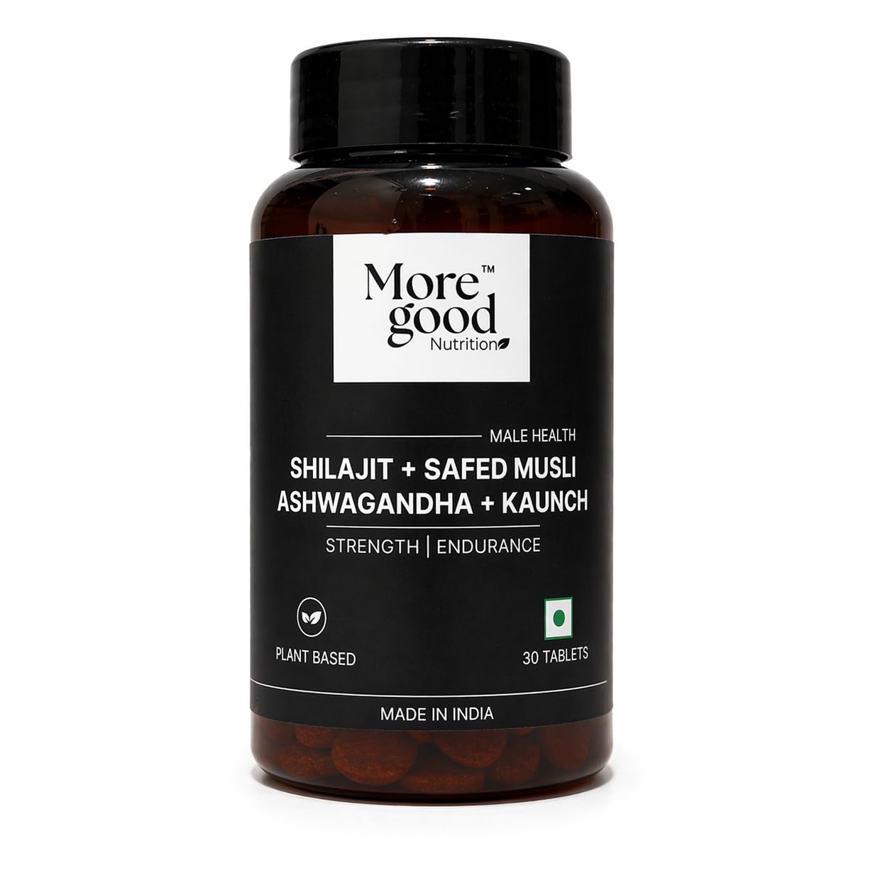 MoreGood Nutrition Pure Shilajit Ashwagandha Tablets, Ayurvedic Herbal Supplement for Men, 60 Tablets, 6-Herb Formula
