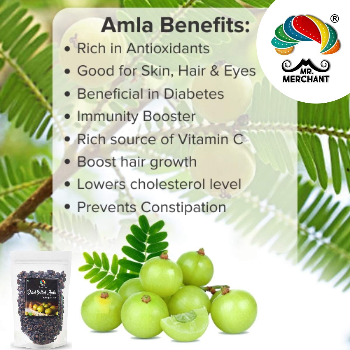 Mr. Merchant Dried Salted Amla Candy, Indian Gooseberry, No Preservatives, 3-Pack - back view (14)