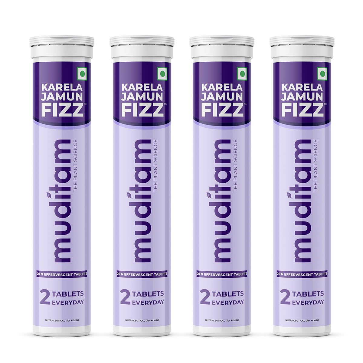 Muditam Ayurveda Karela Jamun Fizz Effervescent Tablets, 20 Count, Herbal Supplement with 11 Herbs (12)