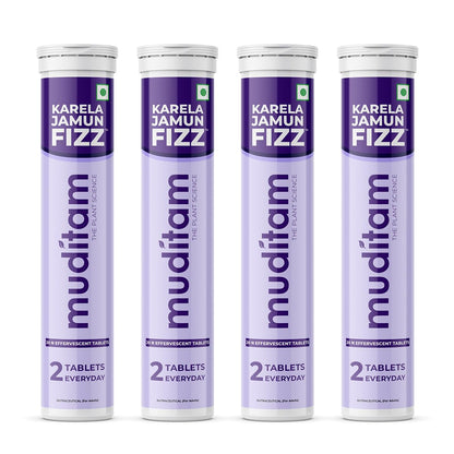 Muditam Ayurveda Karela Jamun Fizz Effervescent Tablets, 20 Count, Herbal Supplement with 11 Herbs (12)