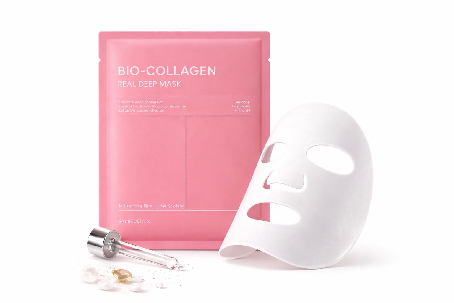 Muej Bio Collagen Real Deep Mask Sheet for Face, Single-Use Collagen-Infused Facial Sheet Mask, 50g