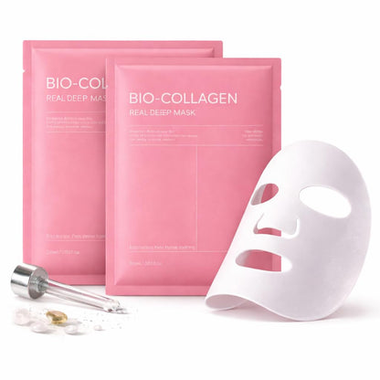 Muej Bio Collagen Real Deep Mask Sheet for Face, Single-Use Collagen-Infused Facial Sheet Mask, 50g (10)