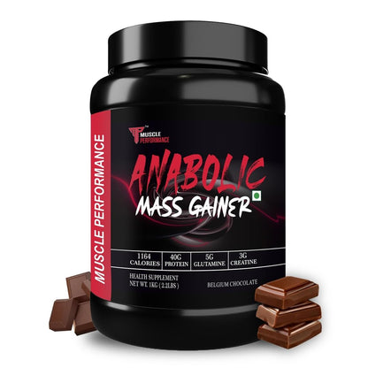 Muscle Performance Anabolic Mass Gainer Powder, 40g Protein, 1164 Calories, Vegetarian, European Whey, Adult Supplement