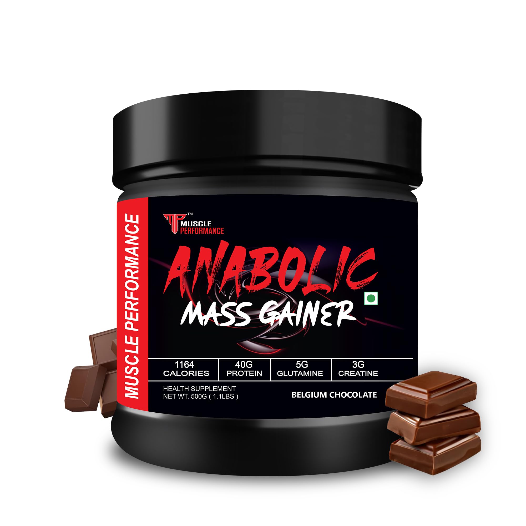 Muscle Performance Anabolic Mass Gainer Powder, 40g Protein, 1164 Calories, Vegetarian, European Whey, Adult Supplement (10)