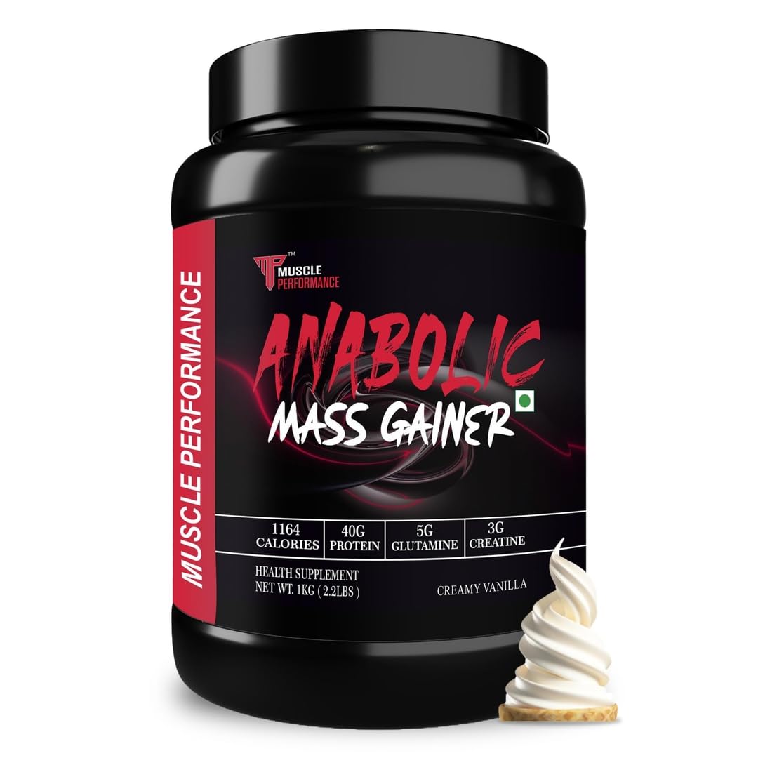 Muscle Performance Anabolic Mass Gainer Powder, 40g Protein, 1164 Calories, Vegetarian, European Whey, Adult Supplement (15)