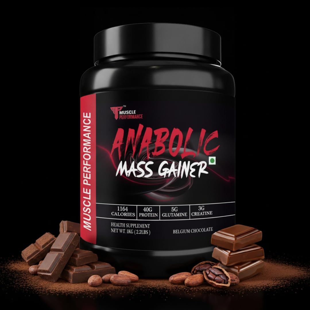 Muscle Performance Anabolic Mass Gainer Powder, 40g Protein, 1164 Calories, Vegetarian, European Whey, Adult Supplement - fro