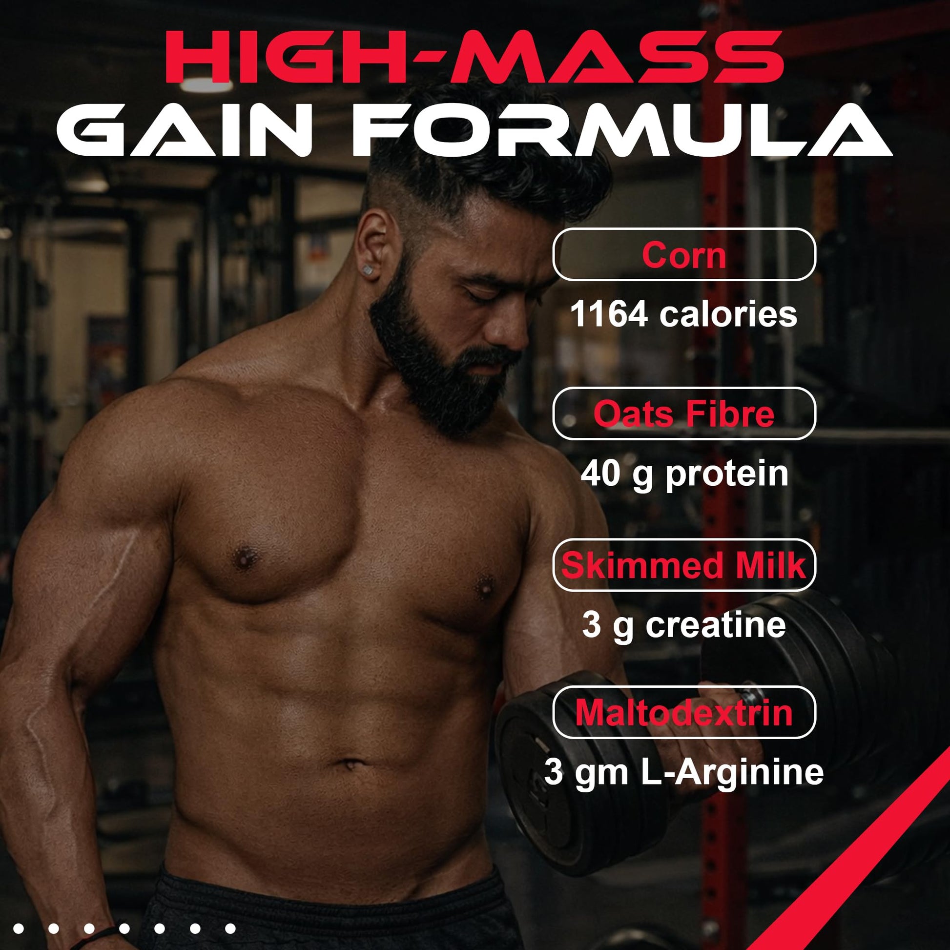 Muscle Performance Anabolic Mass Gainer Powder, 40g Protein, 1164 Calories, Vegetarian, European Whey, Adult Supplement - pac