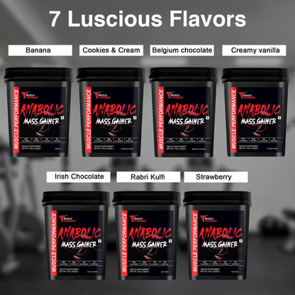 Muscle Performance Anabolic Mass Gainer Powder, 40g Protein, 1164 Calories, Vegetarian, European Whey, Adult Supplement - ing