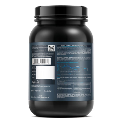 MuscleBlaze 100% Micellar Casein Protein Powder with DigeZyme, Milk-Derived Protein, Adult Nutrition Supplement - front view