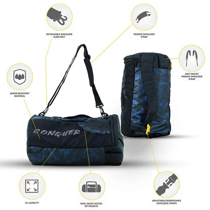MuscleBlaze 40L Hybrid Gym Backpack, Convertible Duffel-to-Backpack, Water-Resistant - in use (16)
